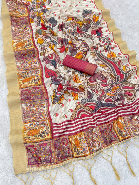 Artistic Multicolor Mysore Silk Saree with Kalamkari-Inspired Pallu *PHMS 04*