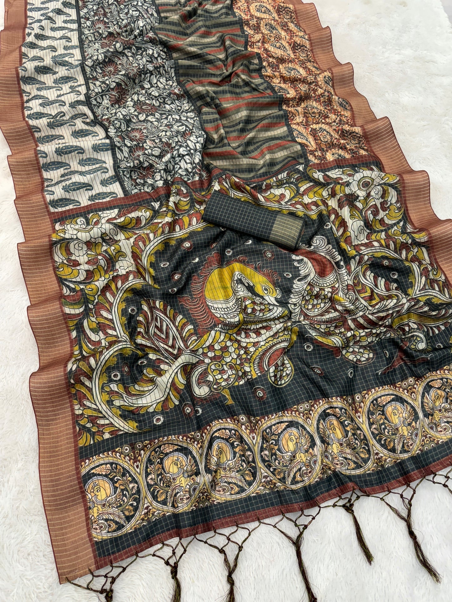 Multicolor Mysore Silk Saree with Patchwork-Style Design and Paisley Prints *PHMS 03*