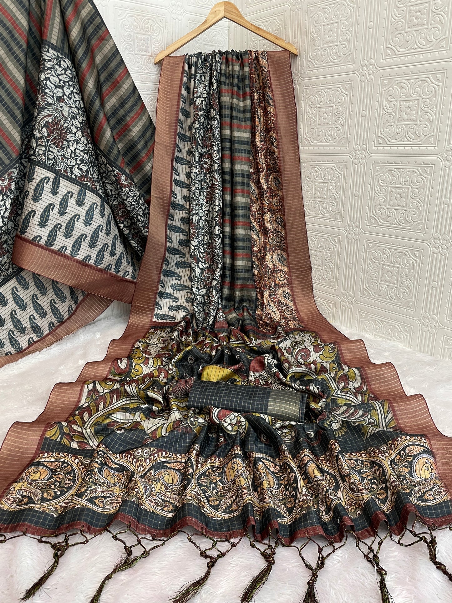 Multicolor Mysore Silk Saree with Patchwork-Style Design and Paisley Prints *PHMS 03*