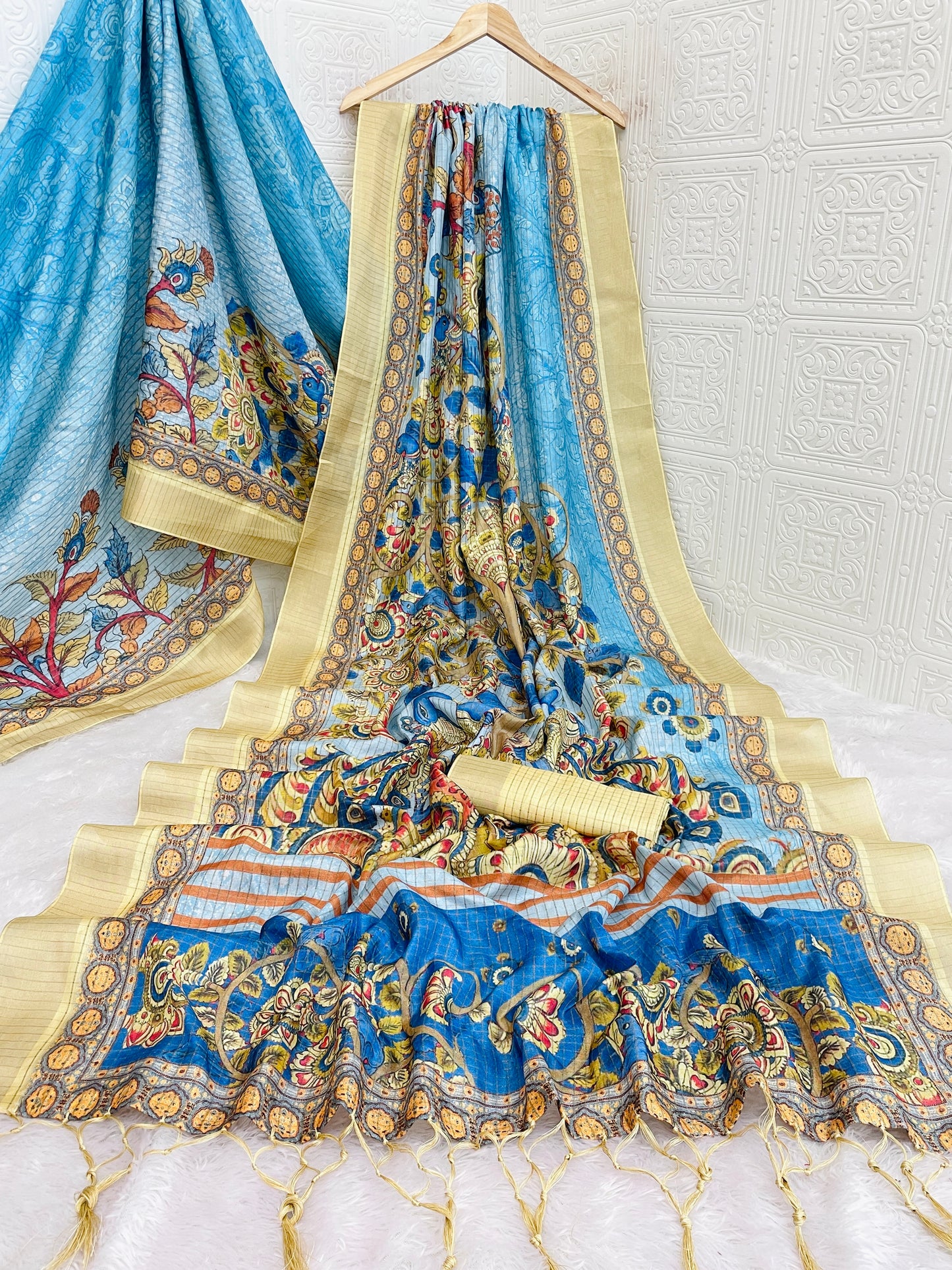 Graceful Light Blue Mysore Silk Saree with Traditional Motif Print and Beige Border * PHMS 01*