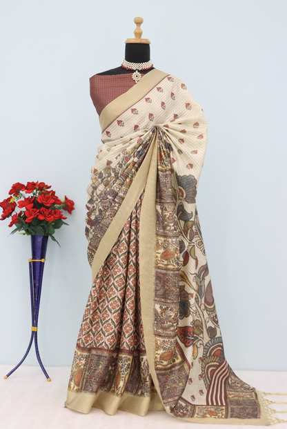 Artistic Multicolor Mysore Silk Saree with Kalamkari-Inspired Pallu *PHMS 04*